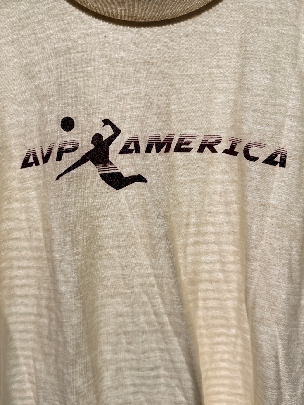 Men's Cream Ringer Tee - Picture 2 of 4